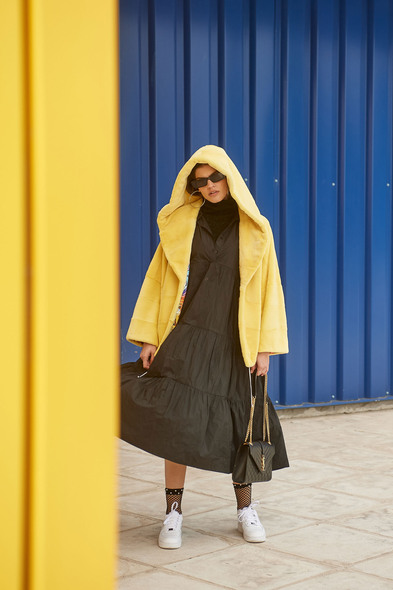 Куртка из меха стриженой норки с капюшоном N-445-05