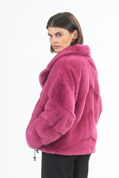 Куртка из меха норки с английским воротником N-502.01-05