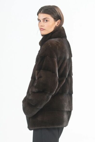 Куртка из меха норки с воротником стойка N-503.01-04