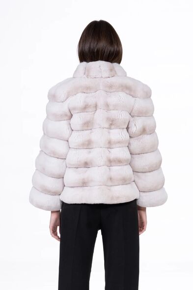 Куртка из меха шиншиллы с шалевым воротником H-506-05