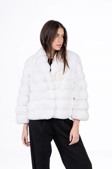 Куртка из меха шиншиллы с шалевым воротником H-507-01