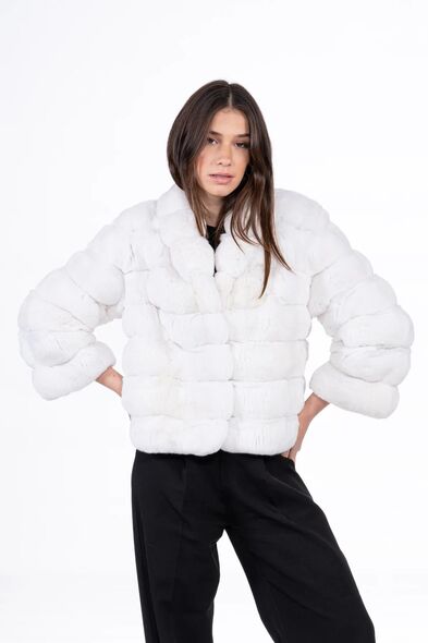 Куртка из меха шиншиллы с шалевым воротником H-507-02