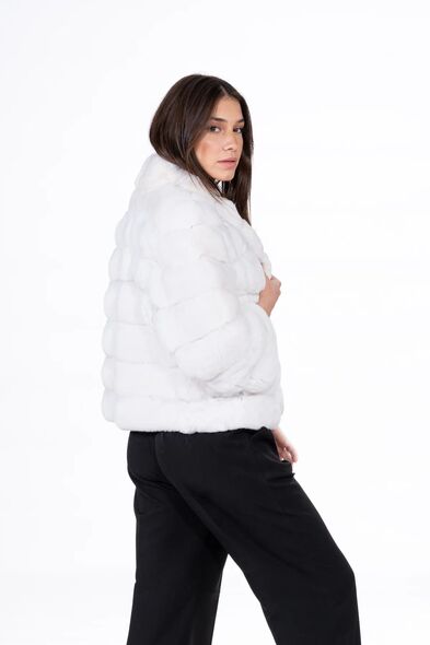 Куртка из меха шиншиллы с шалевым воротником H-507-05