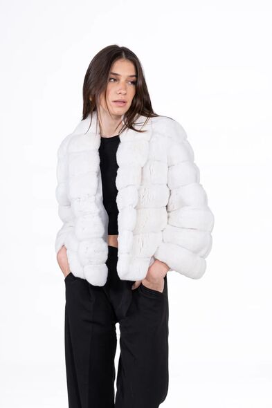 Куртка из меха шиншиллы с шалевым воротником H-507-06