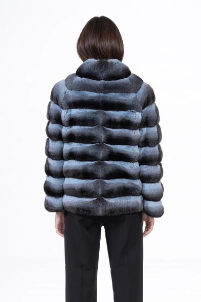 Куртка из меха шиншиллы с воротником стойка H-508-05