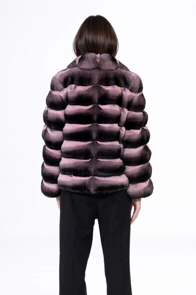 Куртка из меха шиншиллы с английским воротником H-511-05