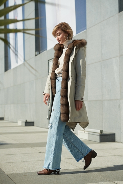 Парка из меха баргузинского соболя с капюшоном, двусторонняя S-411-03