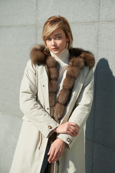 Парка из меха баргузинского соболя с капюшоном, двусторонняя S-411-05