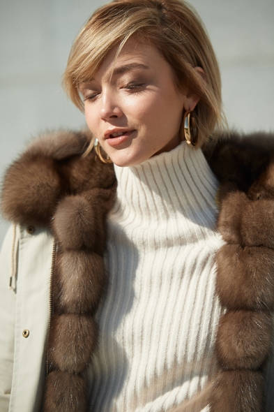 Парка из меха баргузинского соболя с капюшоном, двусторонняя S-411-06