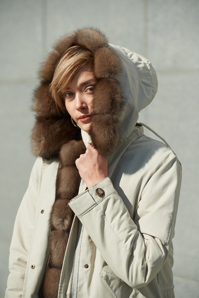 Парка из меха баргузинского соболя с капюшоном, двусторонняя S-411-13