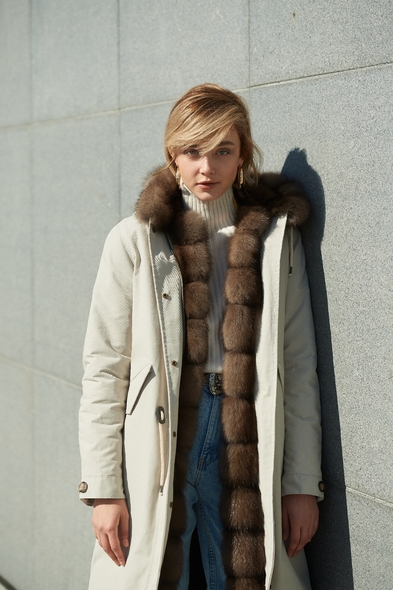 Парка из меха баргузинского соболя с капюшоном, двусторонняя S-411-14