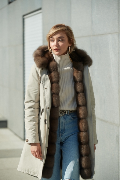 Парка из меха баргузинского соболя с капюшоном, двусторонняя S-411-16