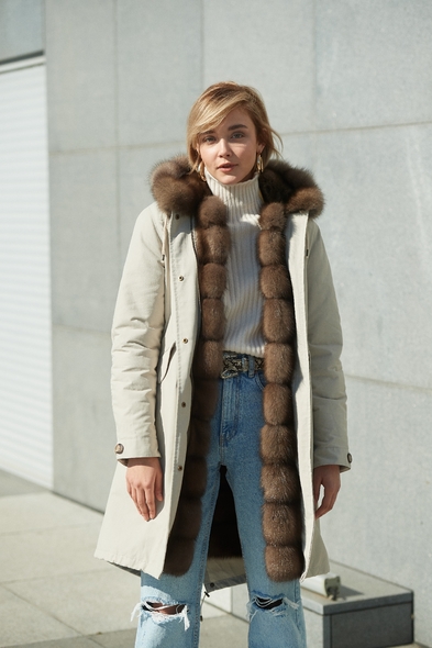 Парка из меха баргузинского соболя с капюшоном, двусторонняя S-411-17