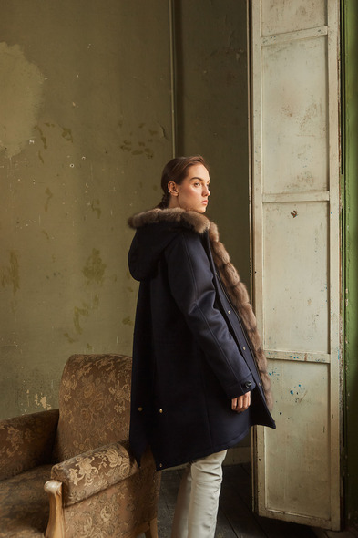 Парка из меха баргузинского соболя, двусторонняя с капюшоном S-418-04