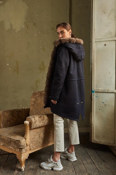 Парка из меха баргузинского соболя, двусторонняя с капюшоном S-418-05