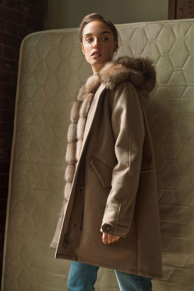 Парка из меха баргузинского соболя, с капюшоном двусторонняя S-420-05