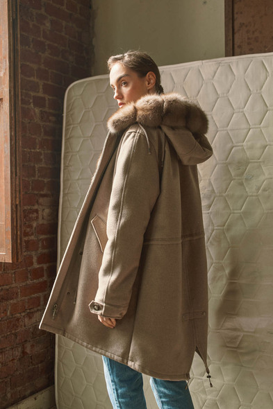 Парка из меха баргузинского соболя, с капюшоном двусторонняя S-420-06