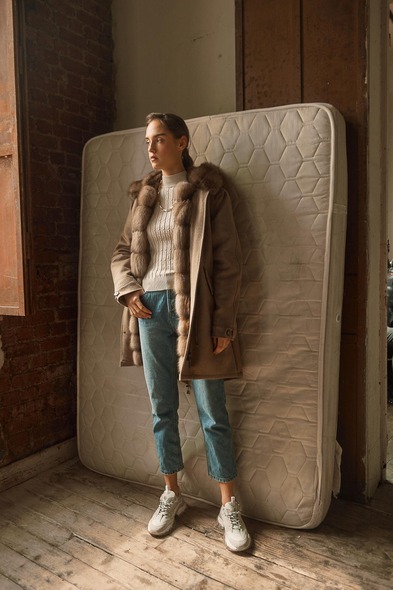 Парка из меха баргузинского соболя, с капюшоном двусторонняя S-420-09