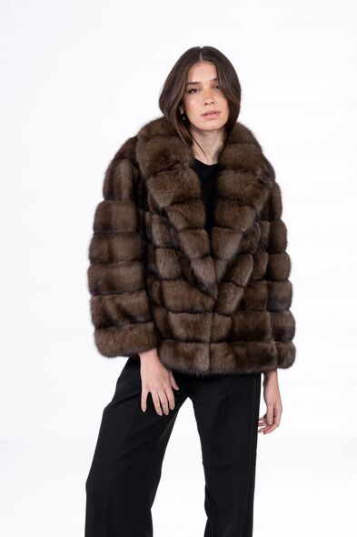 Куртка из меха баргузинского соболя с шалевым воротником S-516-01