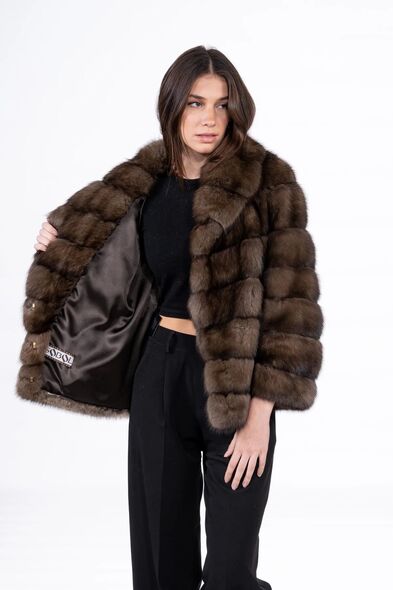 Куртка из меха баргузинского соболя с шалевым воротником S-516-02