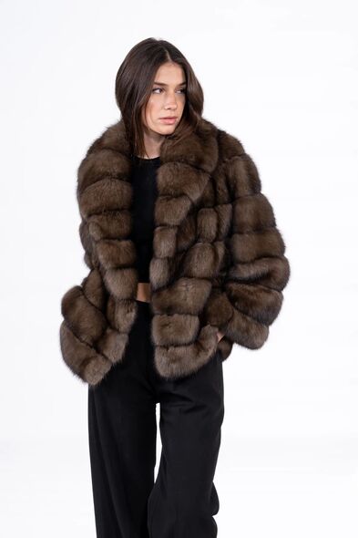 Куртка из меха баргузинского соболя с шалевым воротником S-516-03