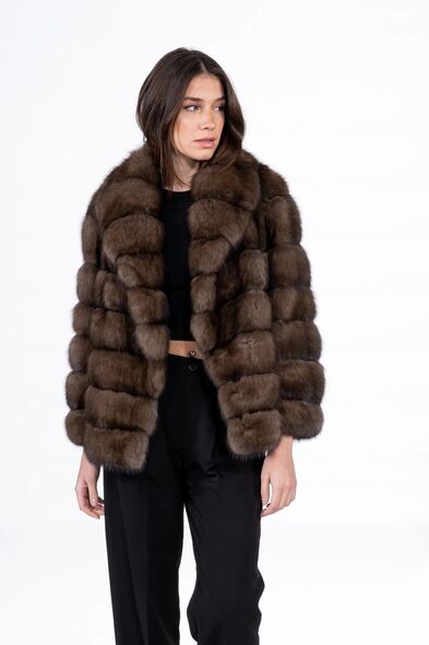 Куртка из меха баргузинского соболя с шалевым воротником S-516-04