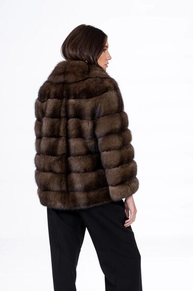 Куртка из меха баргузинского соболя с шалевым воротником S-516-05