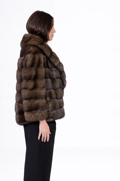 Куртка из меха баргузинского соболя с шалевым воротником S-516-06