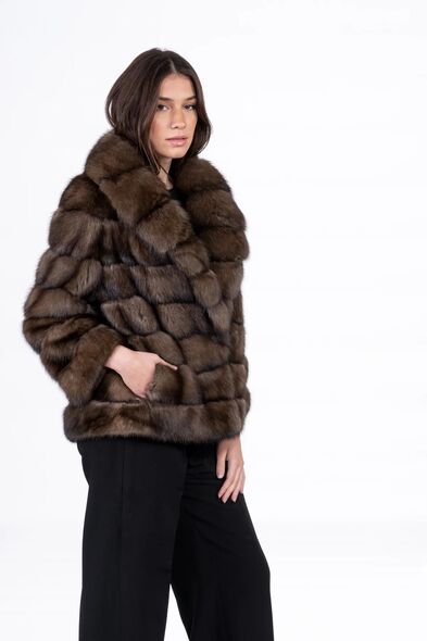 Куртка из меха баргузинского соболя с шалевым воротником S-516-07