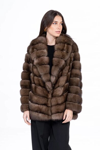 Куртка из меха баргузинского соболя с шалевым воротником S-521-01