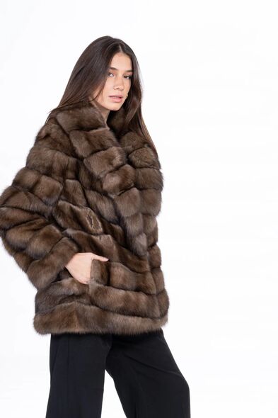 Куртка из меха баргузинского соболя с шалевым воротником S-521-02