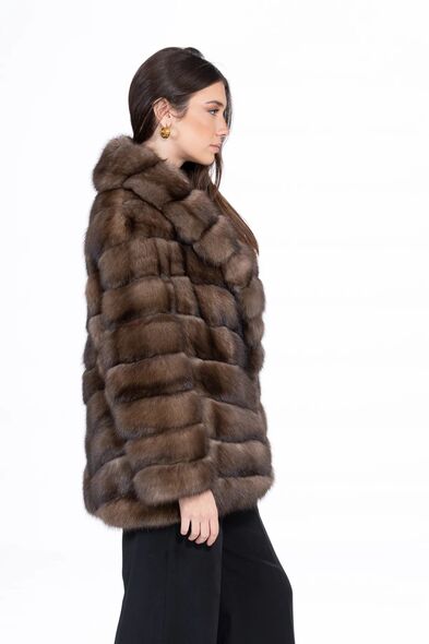 Куртка из меха баргузинского соболя с шалевым воротником S-521-03