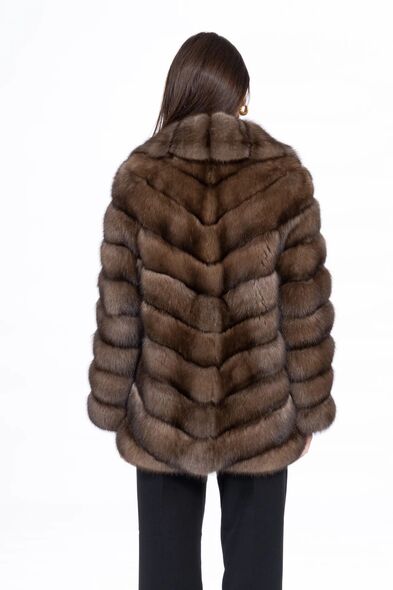 Куртка из меха баргузинского соболя с шалевым воротником S-521-04