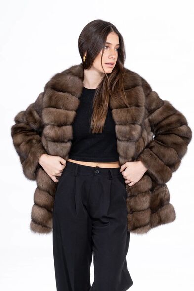 Куртка из меха баргузинского соболя с шалевым воротником S-521-05