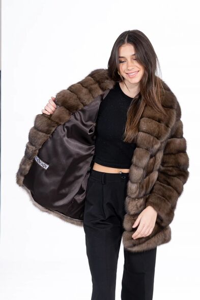 Куртка из меха баргузинского соболя с шалевым воротником S-521-06