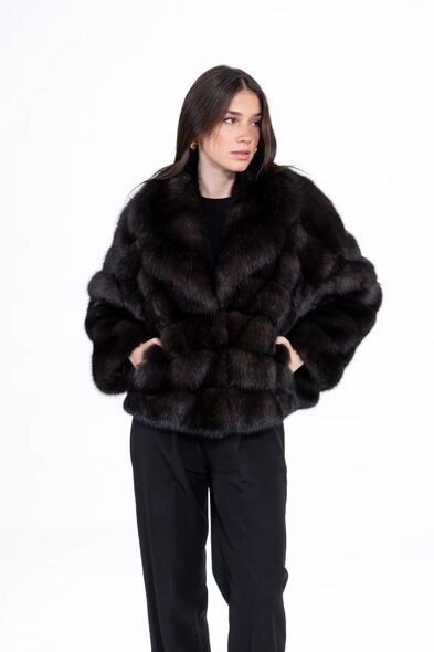 Куртка из меха баргузинского соболя с английским воротником S-531-01