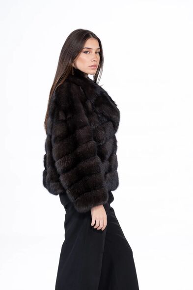 Куртка из меха баргузинского соболя с английским воротником S-531-03