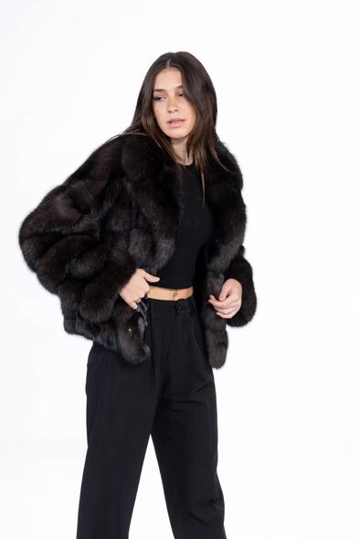 Куртка из меха баргузинского соболя с английским воротником S-531-07