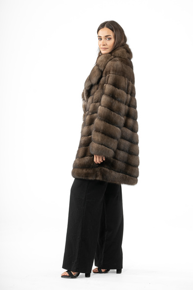 Полупальто из меха баргузинского соболя с английским воротником S-603-03