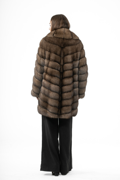 Полупальто из меха баргузинского соболя с английским воротником S-603-04