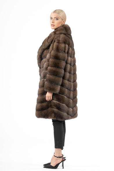 Полупальто из меха баргузинского соболя с шалевым воротником S-623-03