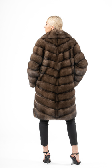 Полупальто из меха баргузинского соболя с шалевым воротником S-623-04