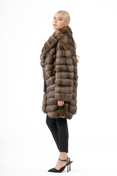 Полупальто из меха баргузинского соболя с шалевым воротником S-628-03