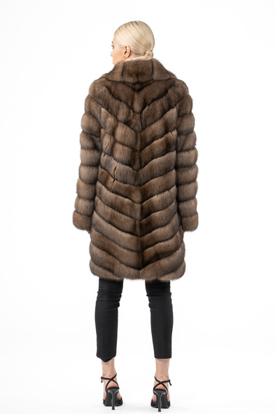 Полупальто из меха баргузинского соболя с шалевым воротником S-628-04