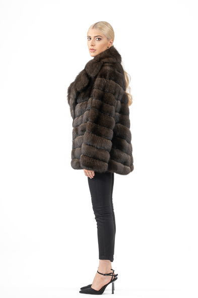 Куртка из меха баргузинского соболя с шалевым воротником S-630-03