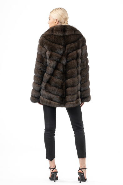 Куртка из меха баргузинского соболя с шалевым воротником S-630-04