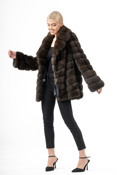 Куртка из меха баргузинского соболя с шалевым воротником S-630-06