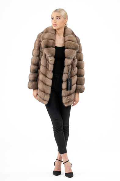 Куртка из меха баргузинского соболя с английским воротником S-638-05