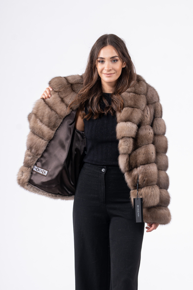 Куртка из меха баргузинского соболя с шалевым воротником S-643-03